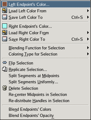 The Gradient Editor menu