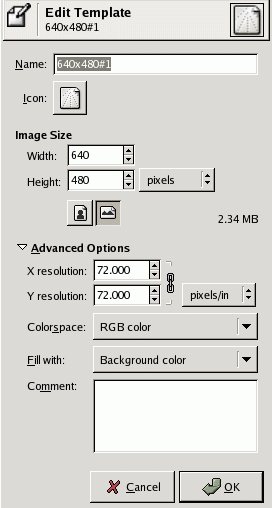 The Advanced Options dialog