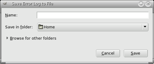 Save Error Log to file Dialog window