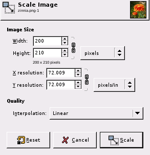 The Scale Image dialog