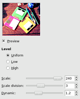 Retinex filter options