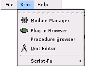 Contents of the Xtns menu
