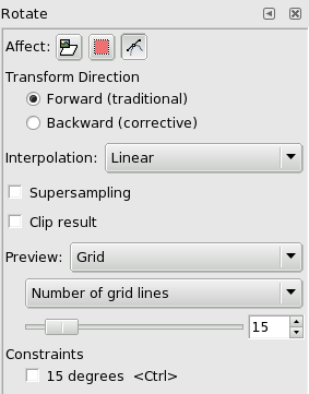 Rotation tool options