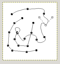 Appearance of a path while it is being manipulated using the Path tool.