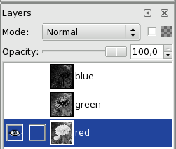 The original image, the decompose image and its Layer Dialog