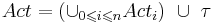 Act = ( \cup_{0 \leqslant i \leqslant n} Act_i ) ~ \cup ~ \tau 