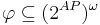 \varphi \subseteq (2^{AP})^\omega