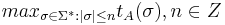 max_{\sigma \isin \Sigma^*: |\sigma| \le n} t_A(\sigma), n \isin Z