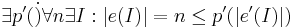 \exist p'(\dot) \forall n \exist I: |e(I)| = n \le p'(|e'(I)|)