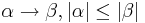 \alpha \rarr \beta, |\alpha| \le |\beta|