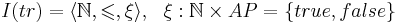 I(tr) = \langle\mathbb{N}, \leqslant, \xi\rangle, ~~ \xi: \mathbb{N} \times AP = \{true, false\}