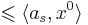 \leqslant \langle a_s, x^{0}\rangle