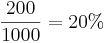  \frac{200}{1000} = 20% 