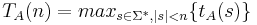 T_{A}(n) = max_{s \in \Sigma^*, |s| < n} \{t_{A}(s)\} 