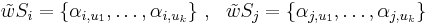 \tilde w S_i = \{\alpha_{i,u_1}, \dots, \alpha_{i,u_k}\}~,~~ \tilde w S_j = \{\alpha_{j,u_{1}}, \dots, \alpha_{j,u_{k}}\}