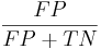  \frac{FP}{FP + TN} 